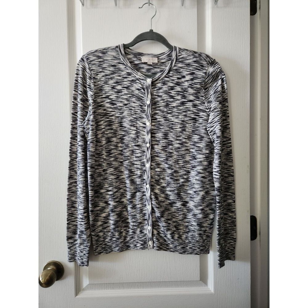LOFT Womens Cardigan Sweater Long Sleeve Round Neck Cotton Size M